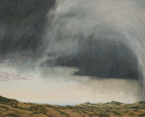 Gewitterstimmung im Montefeltro, Öl auf Holz, 100 x 54 cm, 2022
